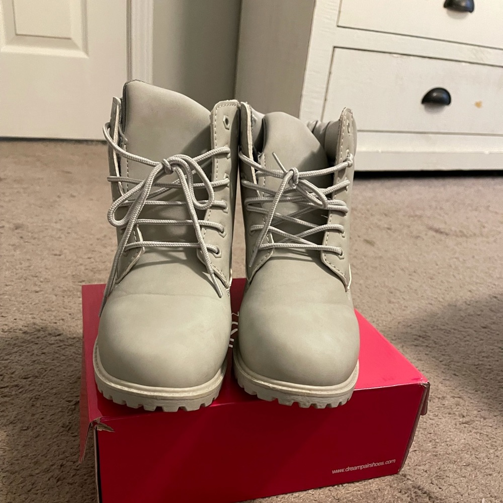 Women's Waterproof Low Heel Work Combat Boots